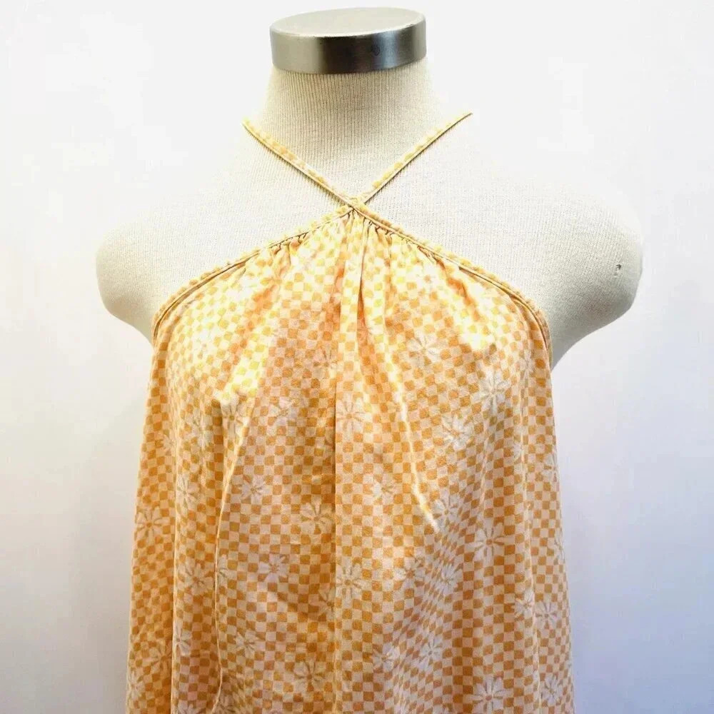 NWT SO GOODS FOR LIFE Juniors Sleeveless Halter Neck Orange Mini Dress Sz Medium - Picture 2 of 11